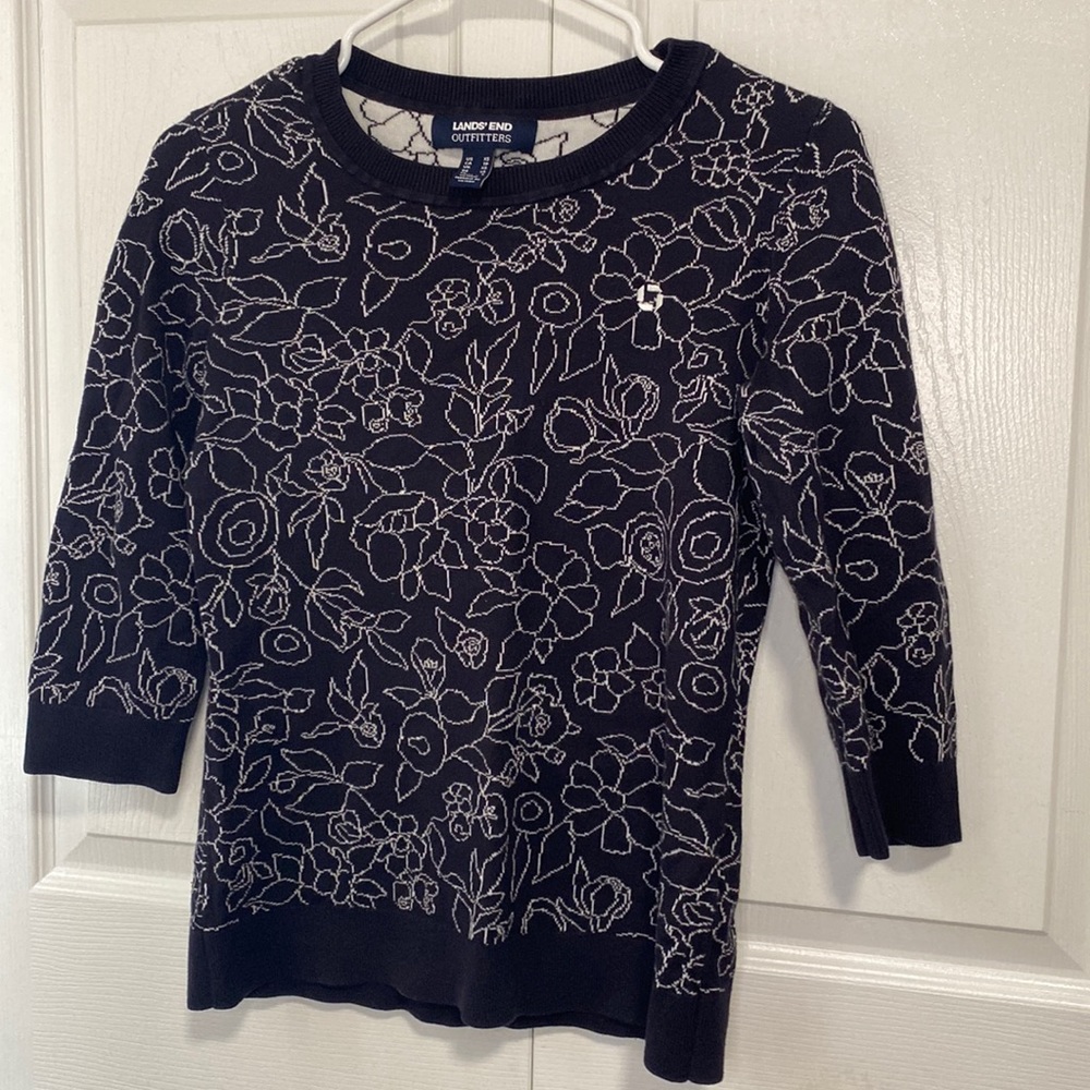 Chase Bank Lands End Women's Three Quarter Sleeve Sweater Top